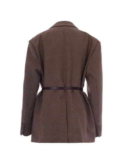P.a.r.o.s.h Belted Checked-pattern Blazer In Multi