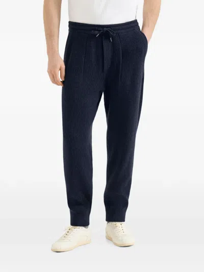 Brunello Cucinelli Cashmere English Rib Knit Joggers In Blue