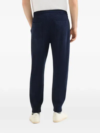 Brunello Cucinelli Cashmere English Rib Knit Joggers In Blue