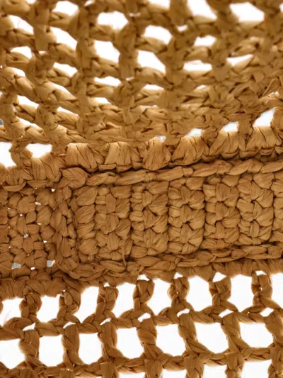 Pre-owned Prada Triangle Logo Open Raffia Tote Bag In Neutral