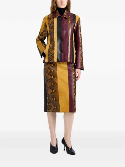 Proenza Schouler Striped Suede-trimmed Snake-effect Leather Jacket In Multi