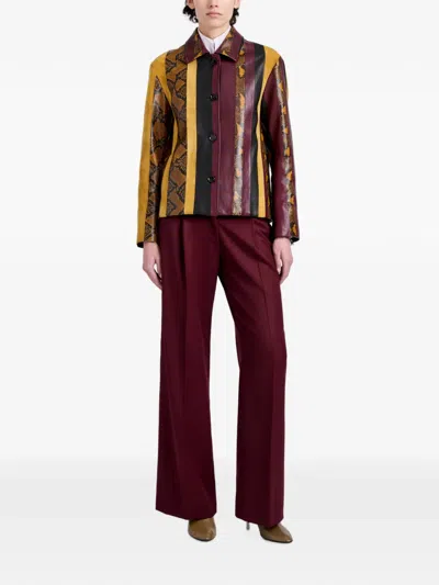 Proenza Schouler Striped Suede-trimmed Snake-effect Leather Jacket In Multi