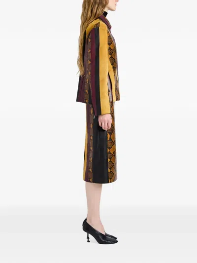 Proenza Schouler Striped Suede-trimmed Snake-effect Leather Jacket In Multi