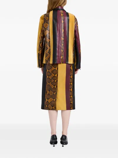 Proenza Schouler Striped Suede-trimmed Snake-effect Leather Jacket In Multi