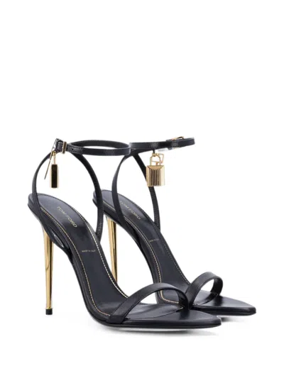 Tom Ford Paintdlock Pointed-toe Buckle Sandals With Signature Metal Heel In Black