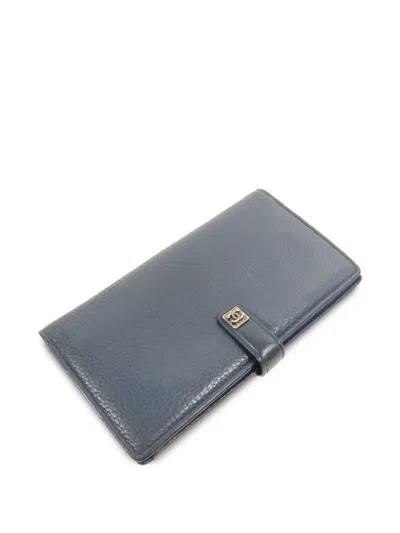 Pre-owned Chanel Interlocking-cc Wallet In Blue