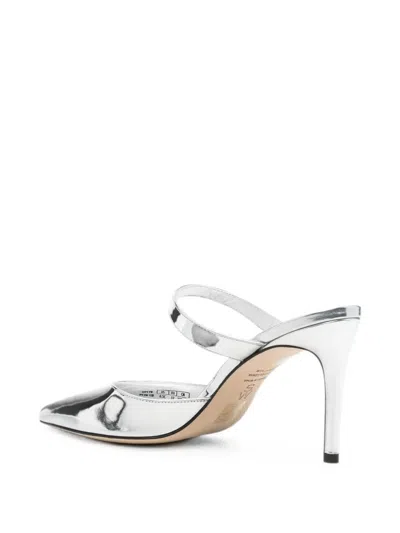 Stuart Weitzman Pointed-toe Metallic Mules In Silver