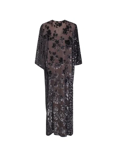 Pierre-louis Mascia Patchwork-pattern Burnout-effect Maxi Dress In Black