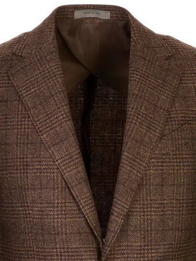 Corneliani Single-breasted Blazer In Brown