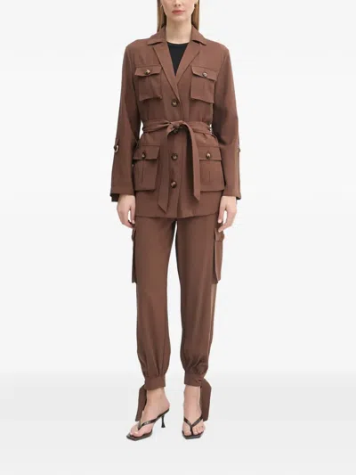 Gaudì Belted Multi-pocket Jacket In Brown