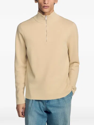Sandro Half-zip Sweatshirt In Neutral