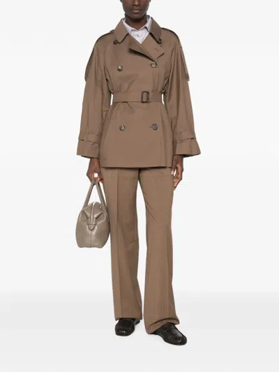 Max Mara Double-breasted Belted Coat In Brown
