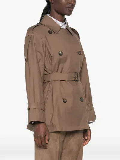 Max Mara Double-breasted Belted Coat In Brown