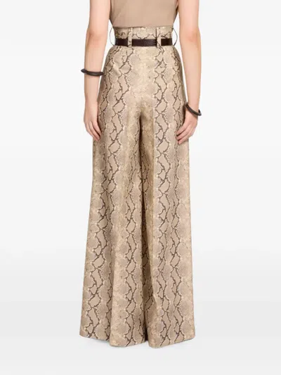 Elie Saab Python-print Virgin-wool Trousers In Neutral