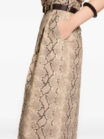 Elie Saab Python-print Virgin-wool Trousers In Neutral