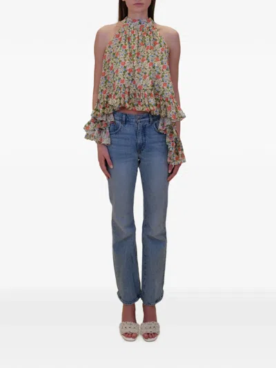 Azeeza Plath Ruffled-hem Blouse In Multi