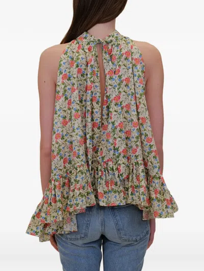 Azeeza Plath Ruffled-hem Blouse In Multi