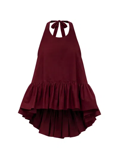 Azeeza Winston Ruffled Blouse In Burgundy