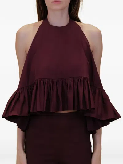 Azeeza Winston Ruffled Blouse In Burgundy