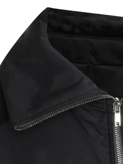Rick Owens Black Rain Bomber Jacket With High Neck And Functional Pockets In Black