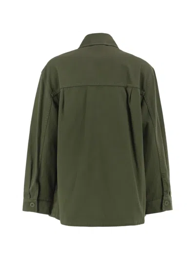 Weekend Max Mara Embroidered-patch Cotton Jacket In Green