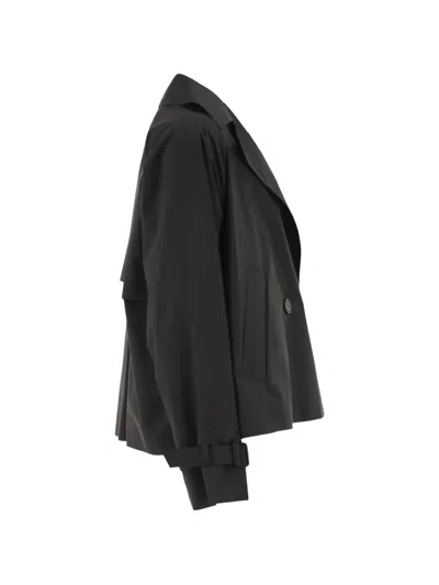 Weekend Max Mara Cropped Double-breasted Jacket In Black