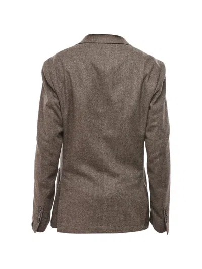 Corneliani Herringbone Unlined Blazer In Brown