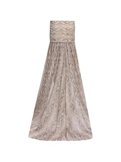 Elie Saab Python-print Silk Maxi Skirt In Neutral