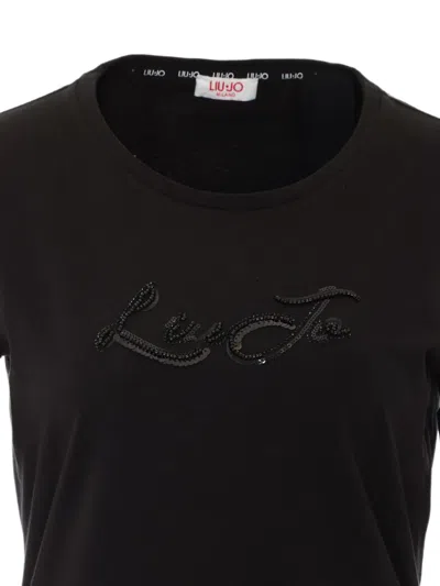 Liu •jo Sequin-logo Long-sleeve T-shirt In Multi
