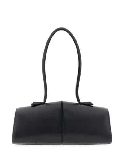 Jil Sander Structured Leather Shoulder Bag In Black