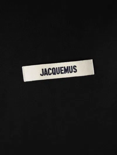 Jacquemus High Neck Zip Sweatshirt With Logo Detail And Gathered Cuffs In Black