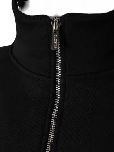 Jacquemus High Neck Zip Sweatshirt With Logo Detail And Gathered Cuffs In Black