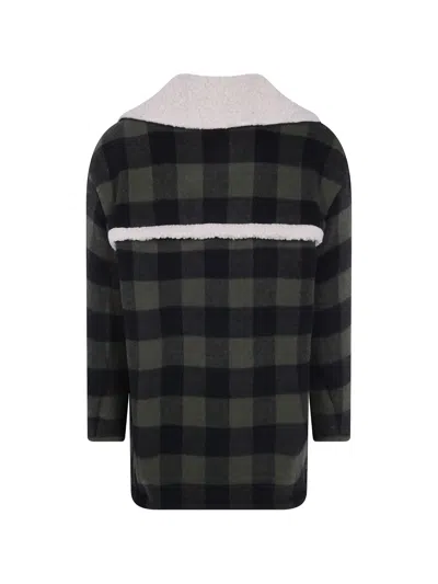 N°21 Check-pattern Fleece-trim Jacket In Multi