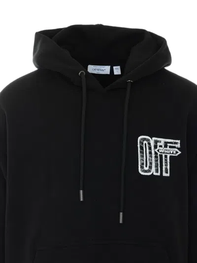 Off-white Drawstring Hooded Sweatshirt In Black