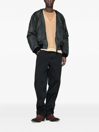 Maison Margiela Nylon Blend Bomber Jacket With Polyester Lining In Gray
