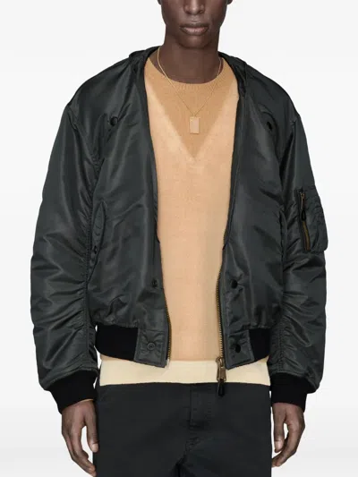 Maison Margiela Nylon Blend Bomber Jacket With Polyester Lining In Gray