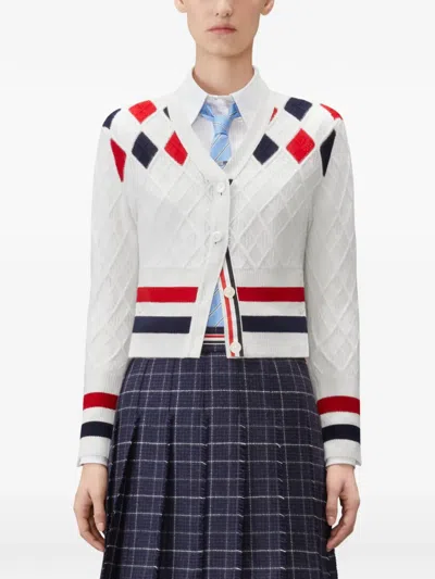 Thom Browne Argyle-pattern Cardigan In Multi