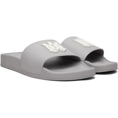 Amiri Ma Logo Pool Slides In Gray