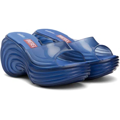 Diesel Blue Melissa Edition Platform Mule Heeled Sandals In Blue