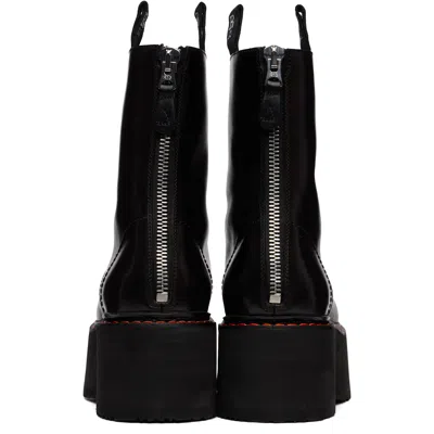 R13 Black Double Stack Boots In Black