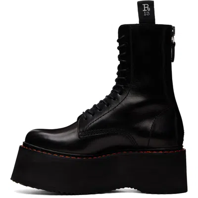 R13 Black Double Stack Boots In Black