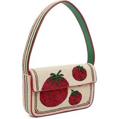 Staud Tommy Beaded-tomato Shoulder Bag In Red