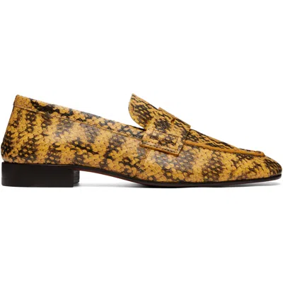 Dries Van Noten Snakeskin-effect Leather Loafers In Yellow