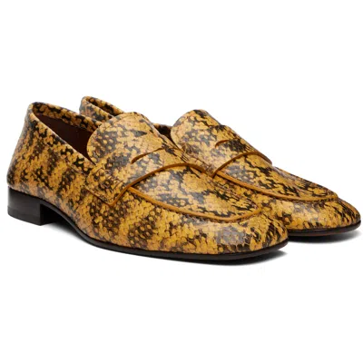 Dries Van Noten Snakeskin-effect Leather Loafers In Yellow