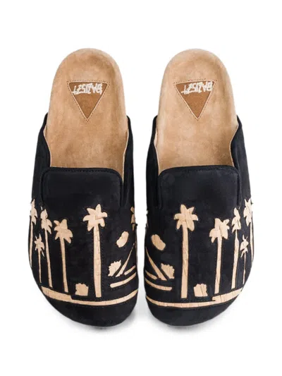 Baziszt Sid Palm-tree-appliqué Mules In Black