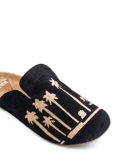 Baziszt Sid Palm-tree-appliqué Mules In Black