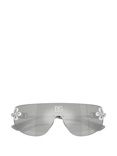 Dolce & Gabbana Shield-frame Sunglasses In Silver