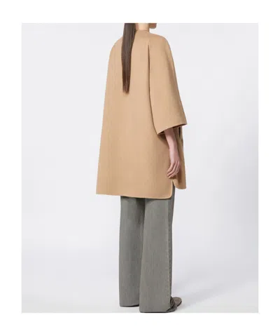 Max Mara Camel Broadcloth Coat In Brown