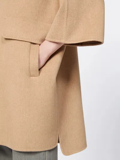 Max Mara Camel Broadcloth Coat In Brown