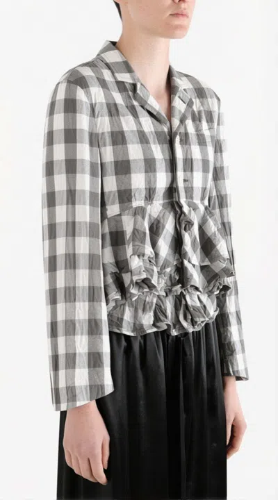 Comme Des Garçons Gingham-check Ruffled Jacket In Black